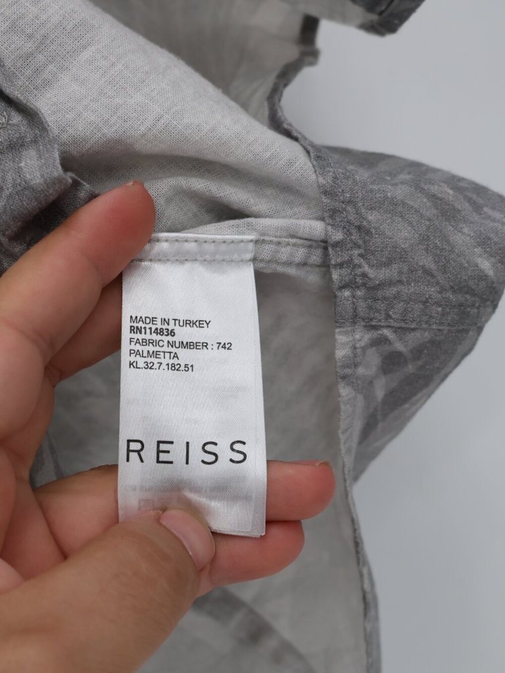 Reiss Shirt men large slim fit cotton linen Floral Button Up short sleeve casual - Picture 5 of 11